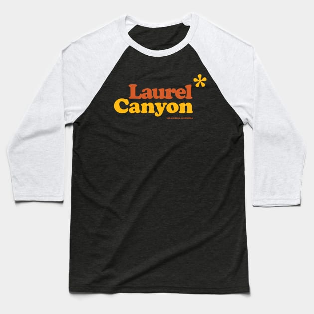 Vintage Laurel Canyon Jasmine flower logo 1970's Baseball T-Shirt by retropetrol